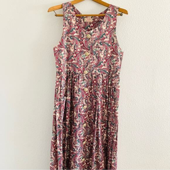 Polly Pinafore Hand Crafted Vintage Floral Midi Dress - Picture 7 of 8